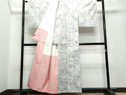 平和屋着物●上質な紬 雪輪枝花文 正絹 逸品 CAAT7157vf