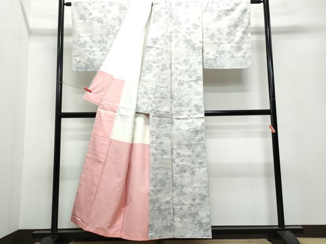 平和屋着物●上質な紬 雪輪枝花文 正絹 逸品 CAAT7157vf
