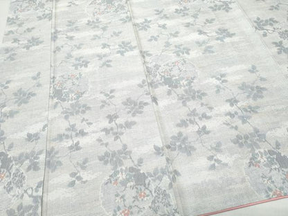 平和屋着物●上質な紬 雪輪枝花文 正絹 逸品 CAAT7157vf