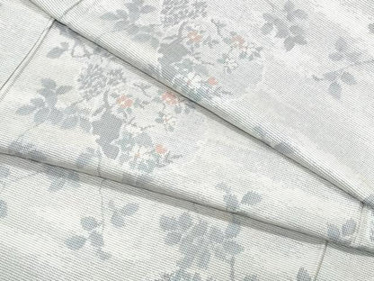 平和屋着物●上質な紬 雪輪枝花文 正絹 逸品 CAAT7157vf