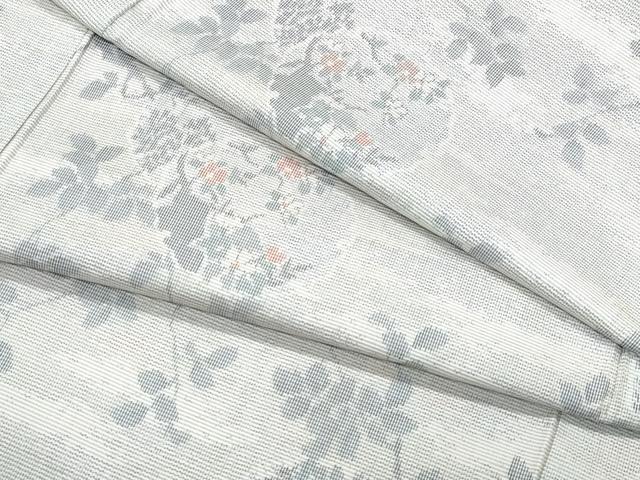 平和屋着物●上質な紬 雪輪枝花文 正絹 逸品 CAAT7157vf