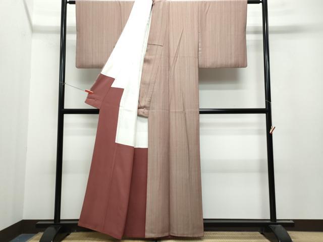 平和屋着物●上質な小紋 縞 正絹 逸品 CAAT7199vf