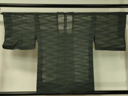 平和屋着物▽道行コート スリーシーズン 春夏秋 塵除け 紗 よろけ縞 黒地 正絹 逸品 CAAT7207vp