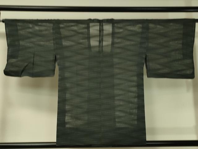 平和屋着物▽道行コート スリーシーズン 春夏秋 塵除け 紗 よろけ縞 黒地 正絹 逸品 CAAT7207vp