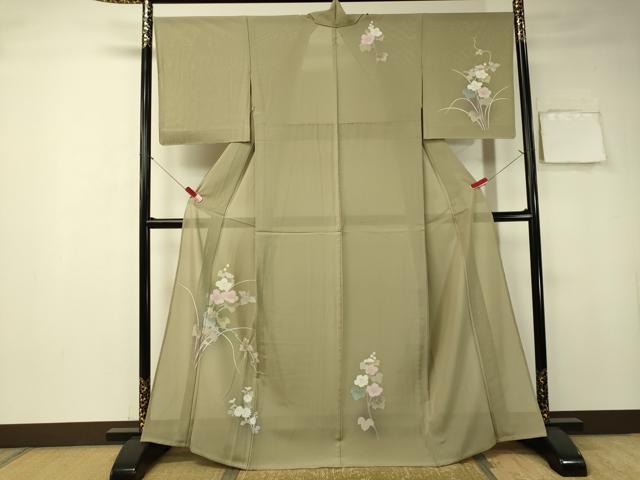 平和屋着物＊夏物 訪問着 絽 友禅 蔦の葉花文 暈し染め 正絹 逸品 CAAT7326vp