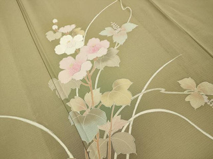 平和屋着物＊夏物 訪問着 絽 友禅 蔦の葉花文 暈し染め 正絹 逸品 CAAT7326vp