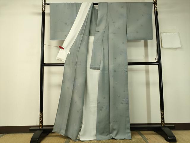 平和屋着物▽上質な小紋 単衣 雪輪地紋 暈し染め まるやま扱い 正絹 逸品 CAAT7336vp