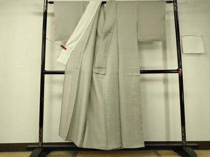 平和屋着物▽千家十色塗師十三代　中村宗哲　雪間乃草　色無地　単衣　草花地紋　潤色　正絹　逸品　CAAT7356vp