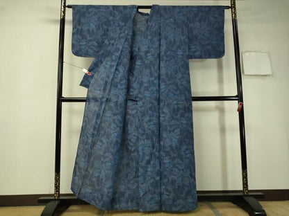 平和屋着物＊夏物 小千谷ちぢみ 枝葉文 麻 逸品 未使用 CAAT7384vp