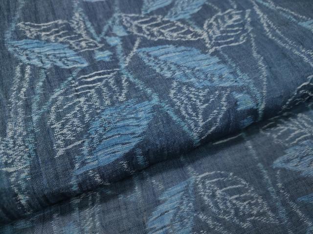 平和屋着物＊夏物 小千谷ちぢみ 枝葉文 麻 逸品 未使用 CAAT7384vp