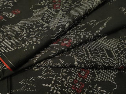 平和屋着物●本場大島紬 7マルキ 風景花文 正絹 逸品 未使用 CAAT7550vp