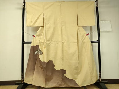 平和屋着物●色留訪問着 総刺繍 紬地 竹垣すすき文 ますいわ屋扱い 正絹 逸品 CAAT7559vp