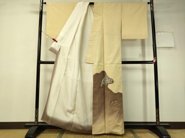平和屋着物●色留訪問着 総刺繍 紬地 竹垣すすき文 ますいわ屋扱い 正絹 逸品 CAAT7559vp