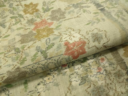 平和屋着物●小千谷紬　エ霞花文　正絹　逸品　CAAT7565vp