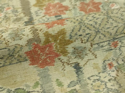平和屋着物●小千谷紬　エ霞花文　正絹　逸品　CAAT7565vp
