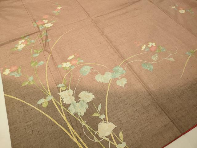 平和屋着物●訪問着 紬地 蔦の葉花文 金彩 正絹 逸品 CAAT7570vp