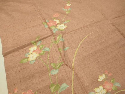 平和屋着物●訪問着 紬地 蔦の葉花文 金彩 正絹 逸品 CAAT7570vp