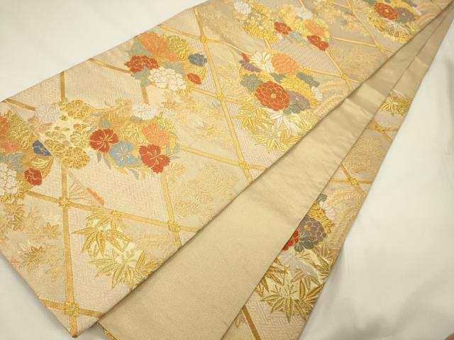 平和屋着物◎六通柄袋帯 唐織 菱花丸文 金糸 正絹 逸品 CAAT7810oy