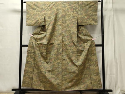 平和屋着物■上質な紬 草木文 正絹 逸品 CAAT7922oy