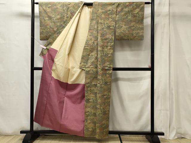 平和屋着物■上質な紬 草木文 正絹 逸品 CAAT7922oy