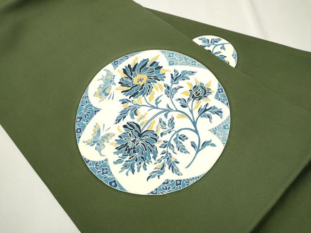 平和屋着物●塩瀬　九寸名古屋帯　型染め　花蝶丸文　金彩　正絹　逸品　CAAT8006hy