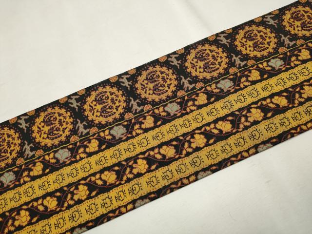 平和屋着物●全通柄　九寸名古屋帯　向かい鳥鳳凰文　正絹　逸品　CAAT8011hy