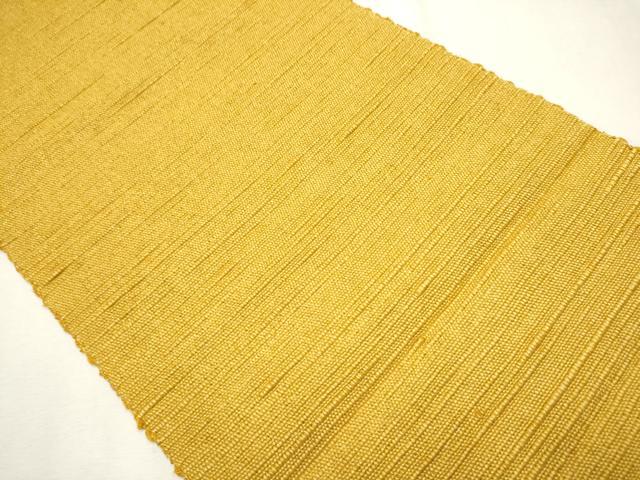 平和屋着物●信州紬 八寸名古屋帯 黄朽葉色 正絹 逸品 CAAT8012hy