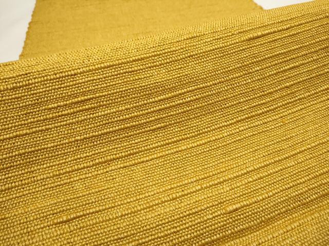 平和屋着物●信州紬 八寸名古屋帯 黄朽葉色 正絹 逸品 CAAT8012hy