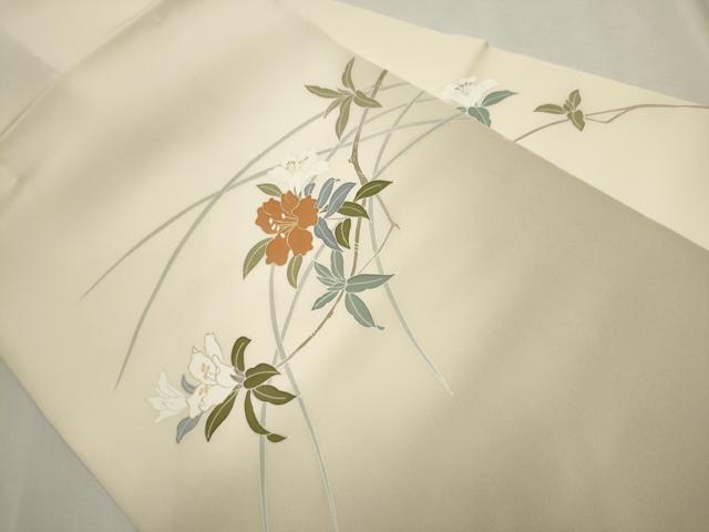 平和屋着物●塩瀬　九寸名古屋帯　枝花文　金彩　正絹　逸品　CAAT8014hy