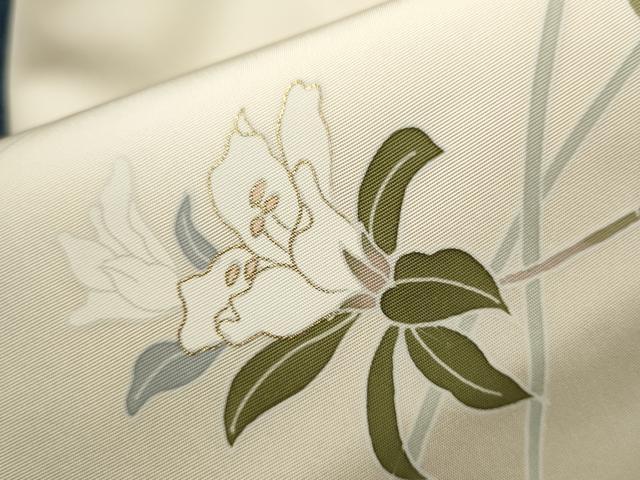 平和屋着物●塩瀬　九寸名古屋帯　枝花文　金彩　正絹　逸品　CAAT8014hy