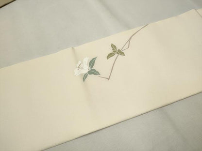 平和屋着物●塩瀬　九寸名古屋帯　枝花文　金彩　正絹　逸品　CAAT8014hy
