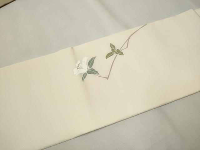 平和屋着物●塩瀬　九寸名古屋帯　枝花文　金彩　正絹　逸品　CAAT8014hy