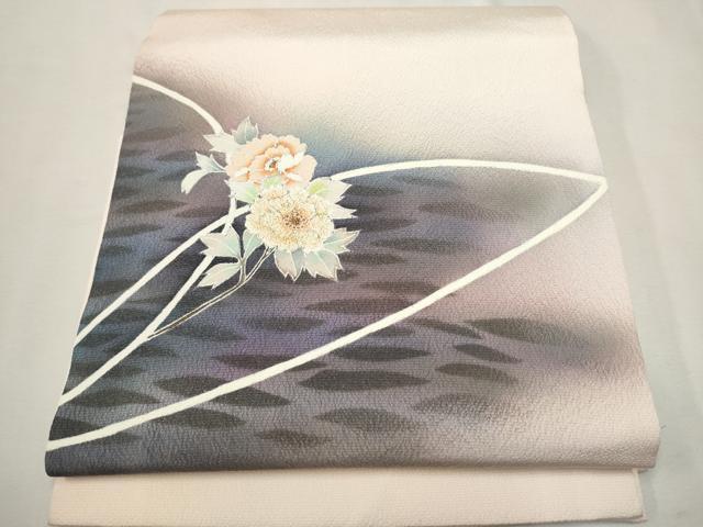 平和屋着物●九寸開き名古屋帯 刺繍 枝花文 金彩 正絹 逸品 CAAT8021hy