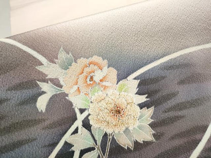 平和屋着物●九寸開き名古屋帯 刺繍 枝花文 金彩 正絹 逸品 CAAT8021hy