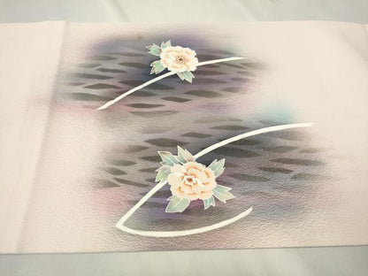 平和屋着物●九寸開き名古屋帯 刺繍 枝花文 金彩 正絹 逸品 CAAT8021hy