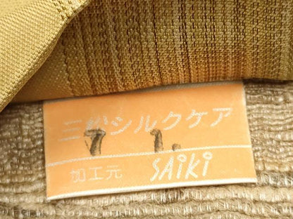平和屋着物●インド・アッサム 野蚕糸 手織 ムガシルク 全通柄袋帯 柿渋染め 花尽し 正絹 逸品 CAAT8031hy