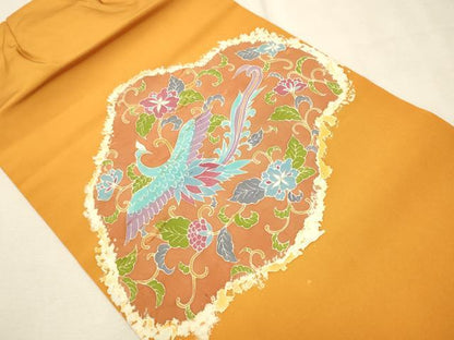 平和屋着物●塩瀬 つけ帯 鳳凰花唐草文 銀糸 正絹 逸品 CAAT8044hy