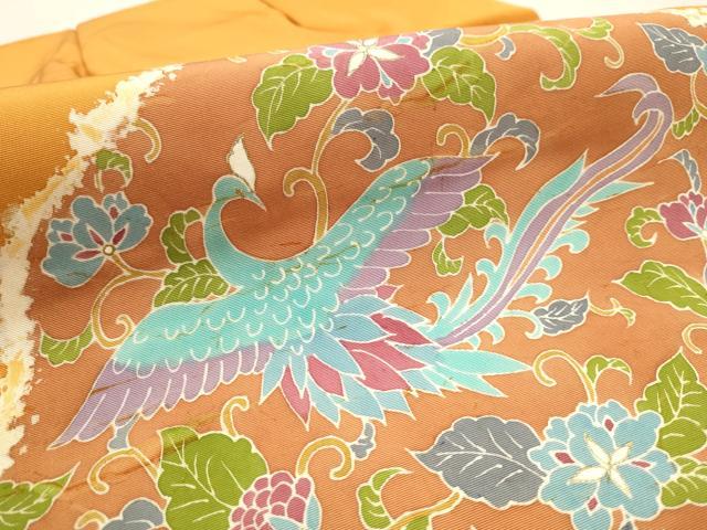 平和屋着物●塩瀬 つけ帯 鳳凰花唐草文 銀糸 正絹 逸品 CAAT8044hy