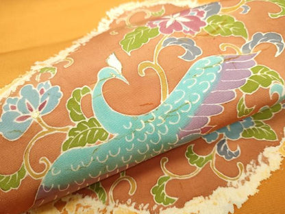 平和屋着物●塩瀬 つけ帯 鳳凰花唐草文 銀糸 正絹 逸品 CAAT8044hy