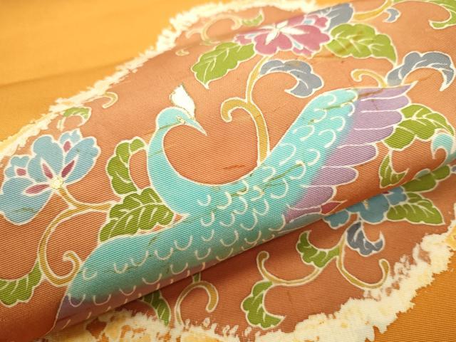 平和屋着物●塩瀬 つけ帯 鳳凰花唐草文 銀糸 正絹 逸品 CAAT8044hy