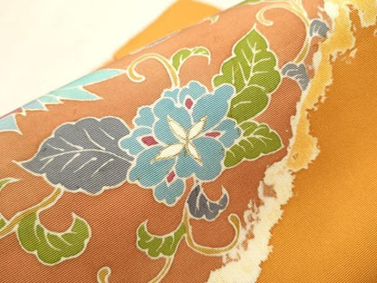 平和屋着物●塩瀬 つけ帯 鳳凰花唐草文 銀糸 正絹 逸品 CAAT8044hy