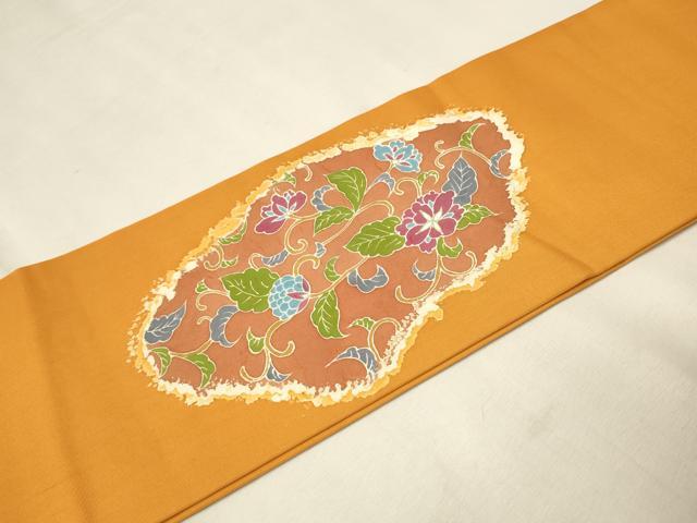 平和屋着物●塩瀬 つけ帯 鳳凰花唐草文 銀糸 正絹 逸品 CAAT8044hy