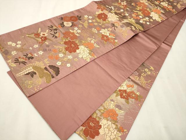 平和屋着物●六通柄袋帯 唐織 献上春秋文 金糸 引箔 正絹 逸品 CAAT8051hy