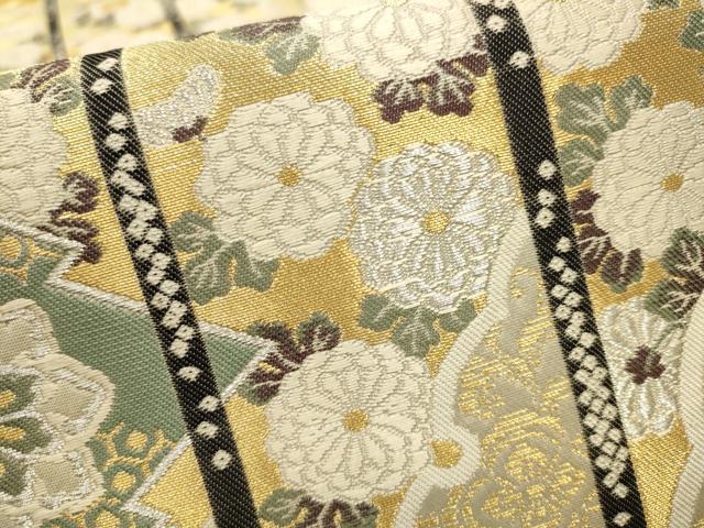 平和屋着物●六通柄袋帯　雪輪松菊蒔絵文　金銀糸　正絹　逸品　CAAT8058hy