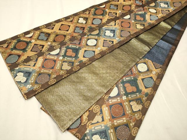 平和屋着物●六通柄袋帯 唐織 草花文 金糸 正絹 逸品 CAAT8065hy