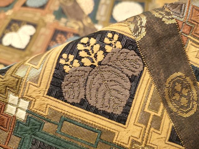 平和屋着物●六通柄袋帯 唐織 草花文 金糸 正絹 逸品 CAAT8065hy