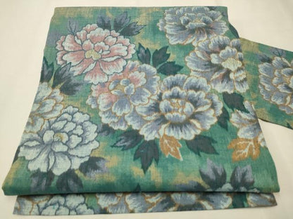 平和屋着物●小千谷紬　九寸名古屋帯　牡丹　正絹　逸品　CAAT8076hy