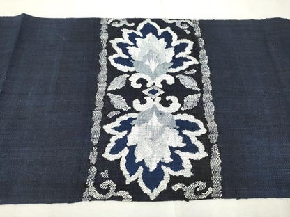 平和屋着物●九寸名古屋帯　紬地　更紗花唐草文　正絹　逸品　CAAT8084hy