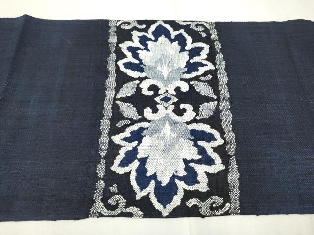 平和屋着物●九寸名古屋帯　紬地　更紗花唐草文　正絹　逸品　CAAT8084hy