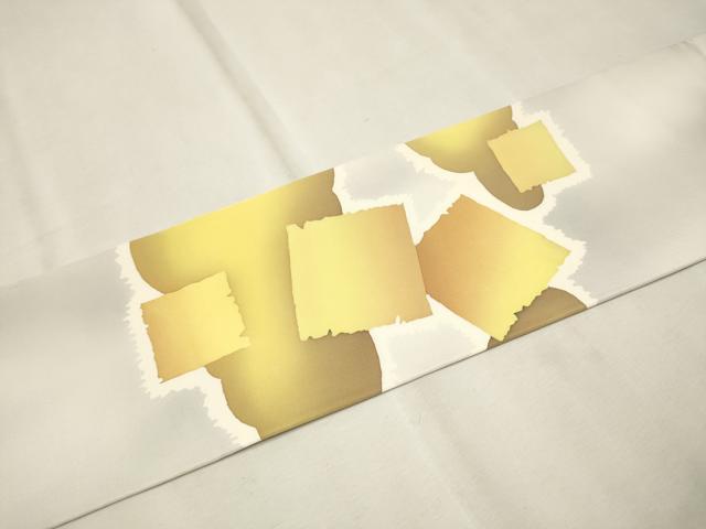 平和屋着物●塩瀬　九寸名古屋帯　破れ色紙文　正絹　逸品　CAAT8087hy